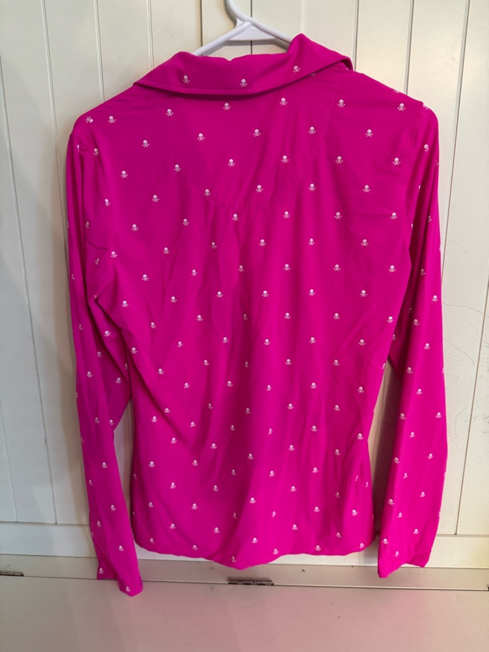 G/FORE Womens Small Pink Skull Golf Polo Long Sleeve Stretch Performance Shirt - Picture 2 of 4